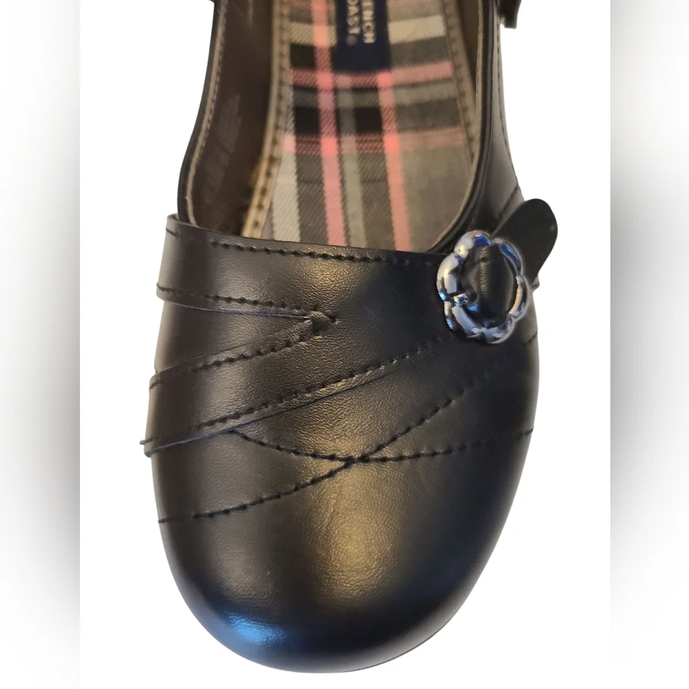 French Toast Shoes Black Mary Janes‎ Pink Plaid Lining Toddler Size 5